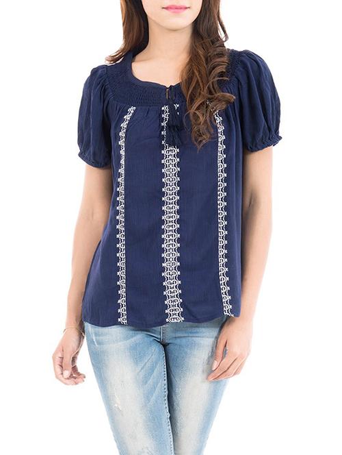 tie up neck embroidered top - 13461651 - Very Small Image - 1