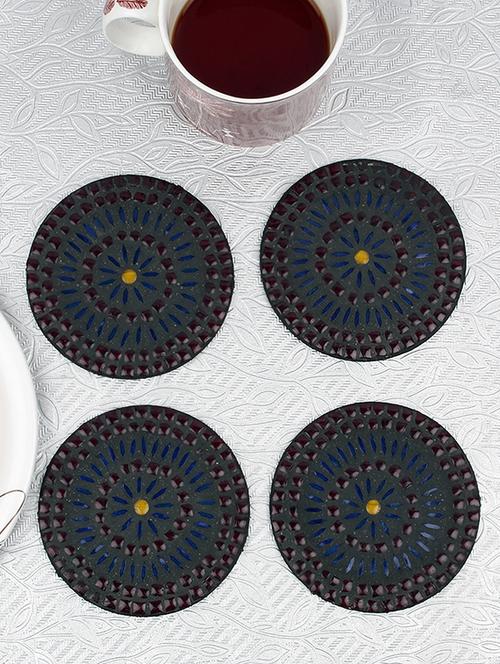 earthenmetal handcrafted designer mosaic glass circular coasters-set of 6 - 13461745 - Very Small Image - 1