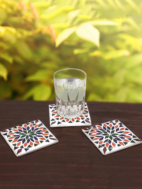 earthenmetal handcrafted designer mosaic glass square coasters-set of 6 - 13461750 - Very Small Image - 1