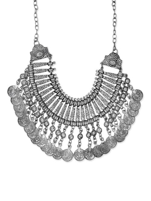 Silver Ethnic Statement Necklace - 13462625 - Very Small Image - 1