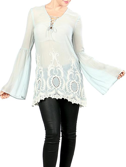 light blue viscose solid tunic - 13463168 - Very Small Image - 1