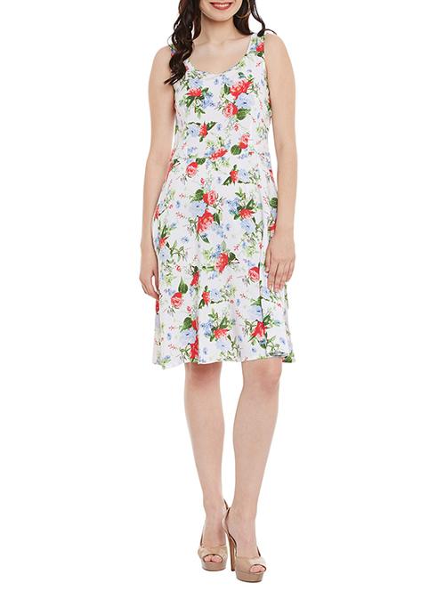 floral pleated fit and flare dress - 13464279 - Very Small Image - 1