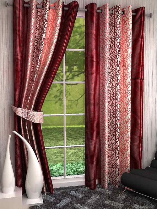 brown polyester printed door curtain - 13464554 - Very Small Image - 1