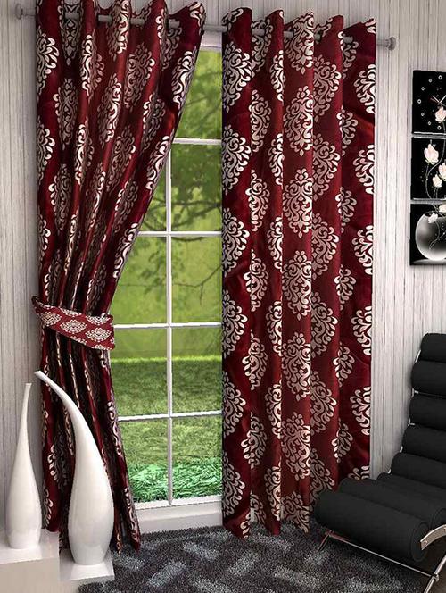 red polyester printed door curtain - 13464562 - Very Small Image - 1