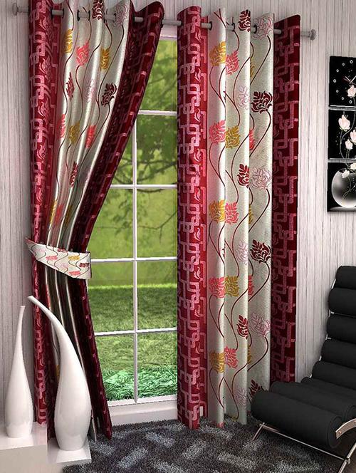 red polyester printed door curtain - 13464585 - Very Small Image - 1