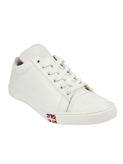 white leatherette lace up sneaker - 13464626 - Very Small Image - 1