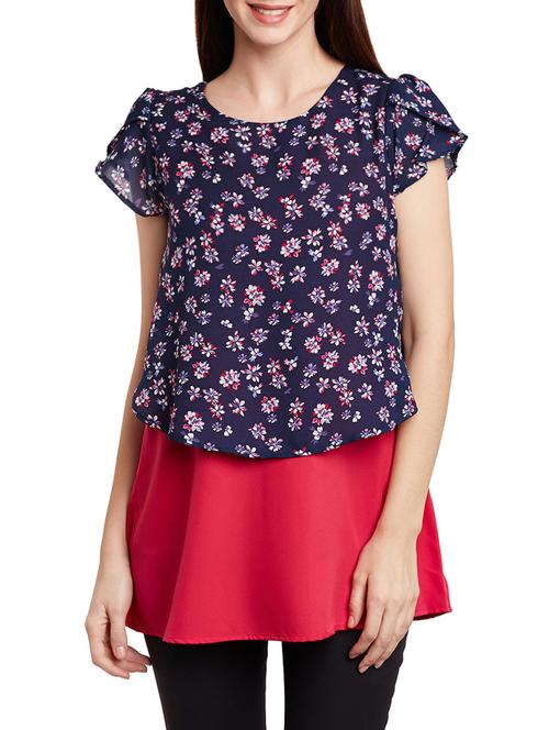 navy blue crepe tunic - 13468049 - Very Small Image - 1