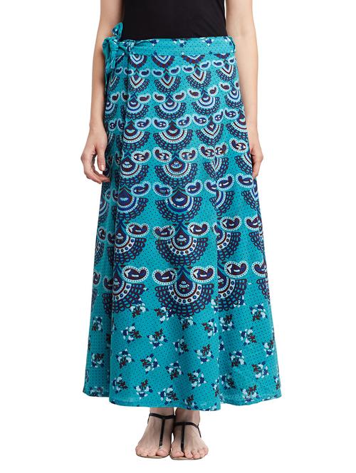 sky blue cotton wrap around skirt - 13468068 - Very Small Image - 1