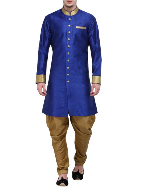 royal blue silk blend ethnic wear set - 13468564 - Very Small Image - 1