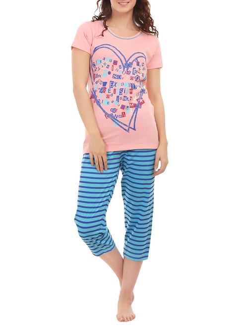 pink printed cotton nightwear set - 13469381 - Very Small Image - 1