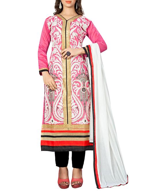 embroidered unstitched straight pant suit - 13470026 - Very Small Image - 1