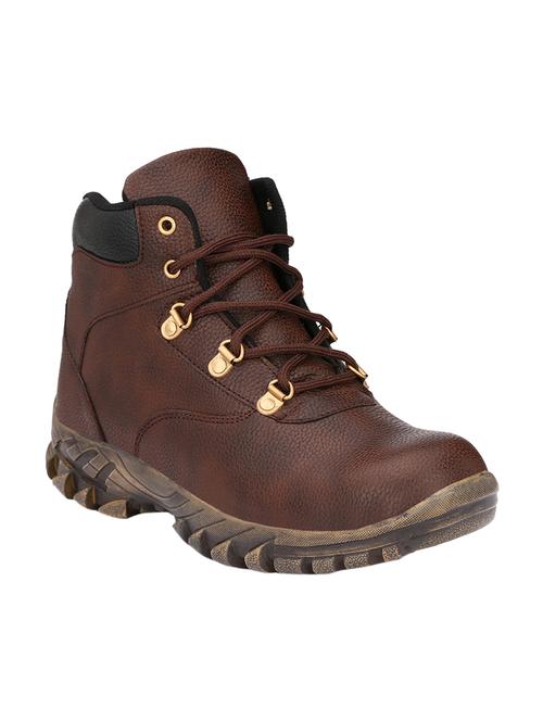 brown leatherette high ankle boot - 13470148 - Very Small Image - 1