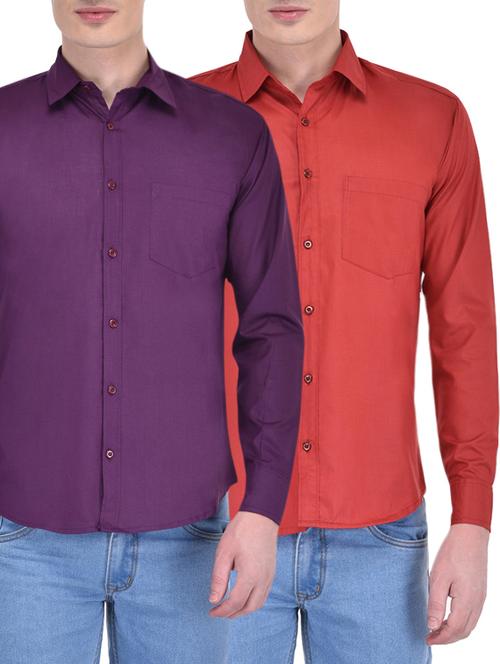 purple red set of 2 cotton blend casual shirt - 13470210 - Very Small Image - 1