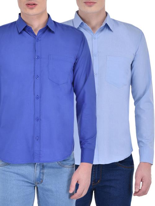 blue set of 2 cotton blend casual shirt - 13470216 - Very Small Image - 1