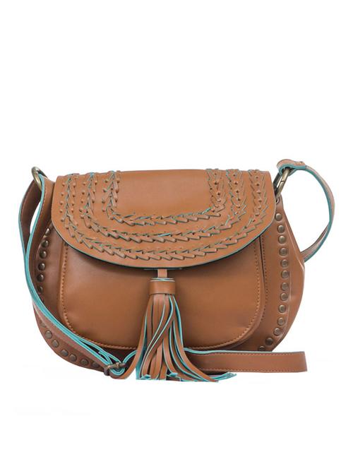 brown leatherette sling bag - 13470366 - Very Small Image - 1