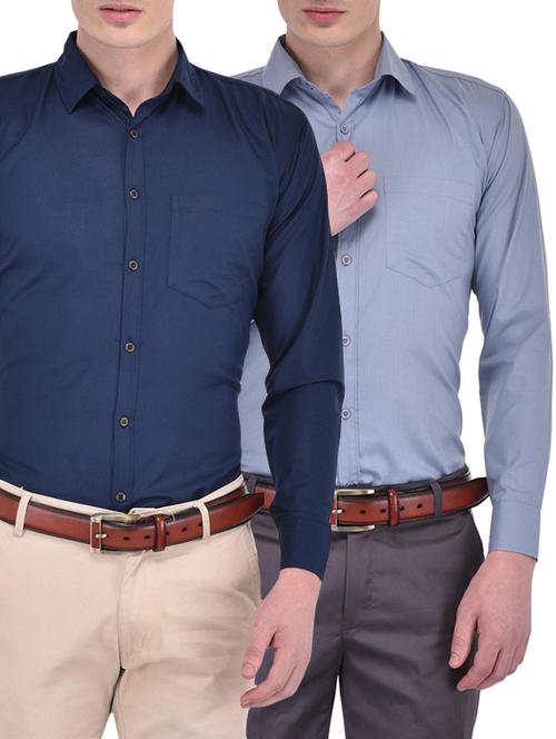 blue set of 2 cotton blend formal shirt - 13470412 - Very Small Image - 1
