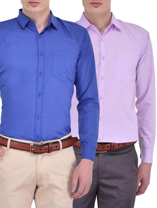 multi colored set of 2 cotton blend formal shirt - 13470443 - Very Small Image - 1