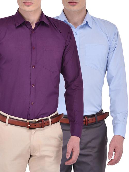 multi colored set of 2 cotton blend formal shirt - 13470454 - Very Small Image - 1