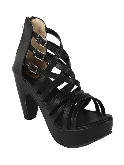 black leatherette gladiators sandals - 13479912 - Very Small Image - 1
