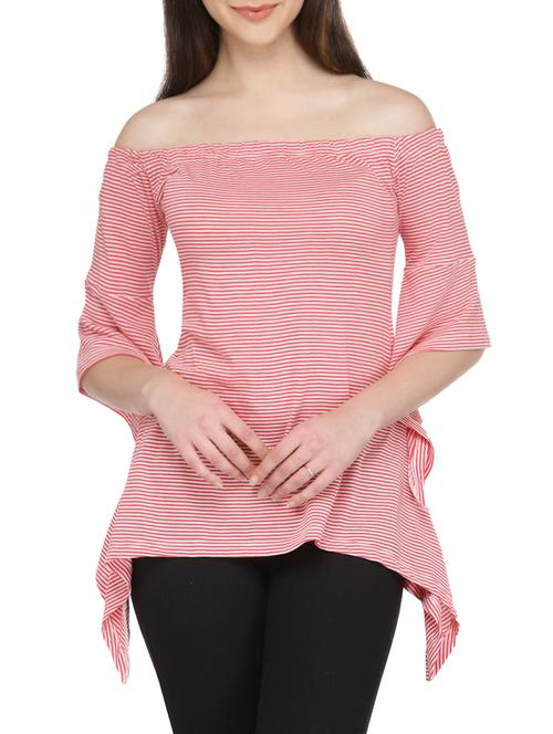 off shoulder striped asymmetric top - 13480100 - Very Small Image - 1