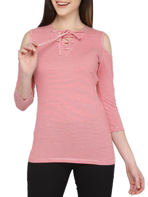 tie up neck striped top - 13480102 - Very Small Image - 1
