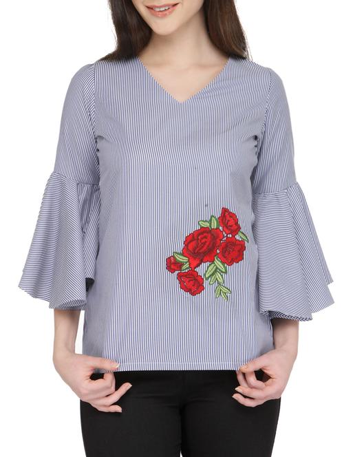 blue cotton regular top - 13480851 - Very Small Image - 1