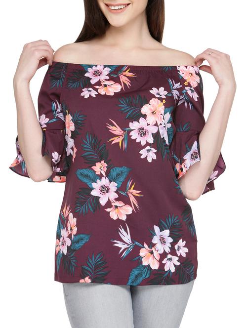 off shoulder floral top - 13480867 - Very Small Image - 1