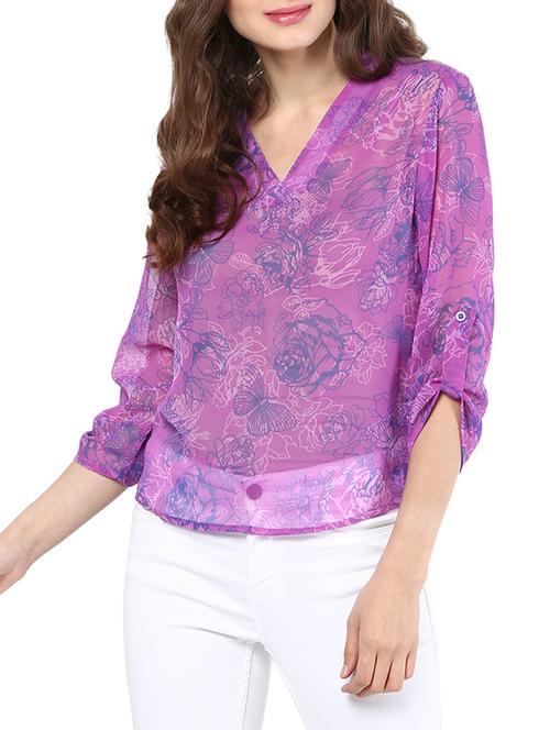 floral sheer high low top - 13482475 - Very Small Image - 1