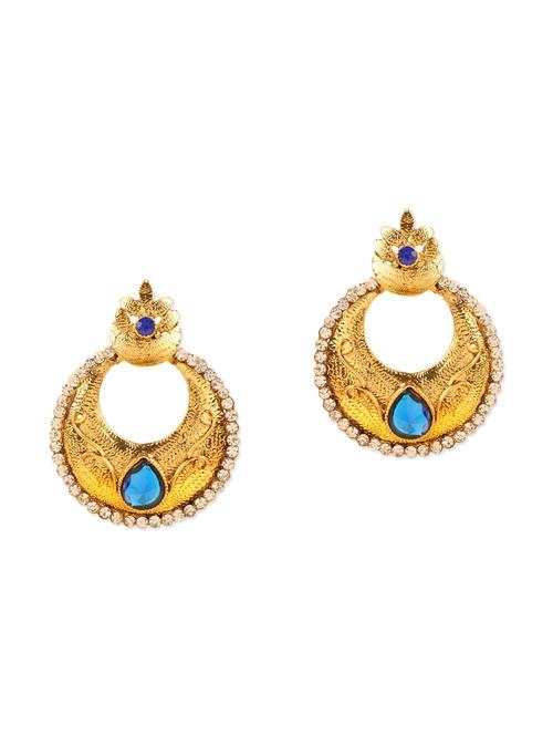 blue metal chandbali earrings - 13502144 - Very Small Image - 1