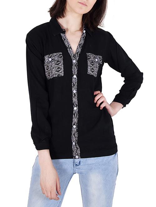black viscose regular shirt - 13538260 - Very Small Image - 1