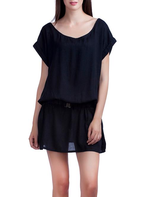 black viscose drop waist dress - 13545865 - Very Small Image - 1