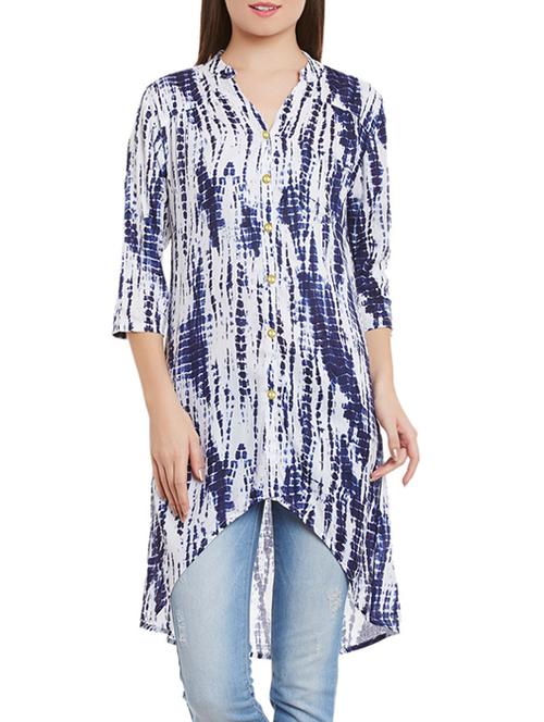 blue printed crepe tunic - 13549725 - Very Small Image - 1