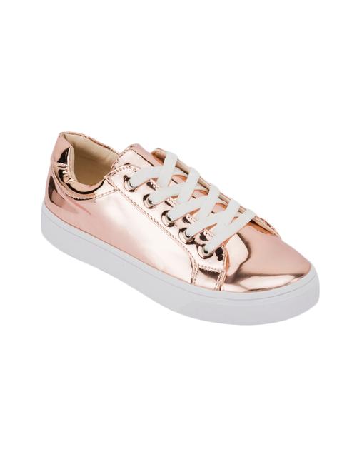 gold leatherette laceup sneakers - 13551123 - Very Small Image - 1