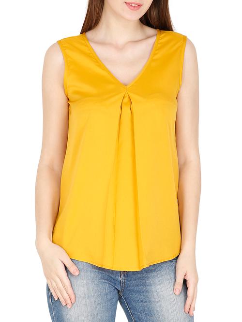 yellow poly crepe regular top - 13553431 - Very Small Image - 1