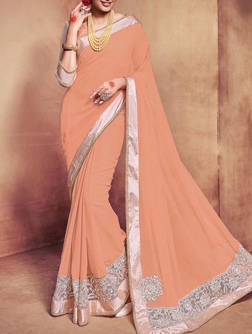 orange bordered saree with blouse - 13555076 - Very Small Image - 1