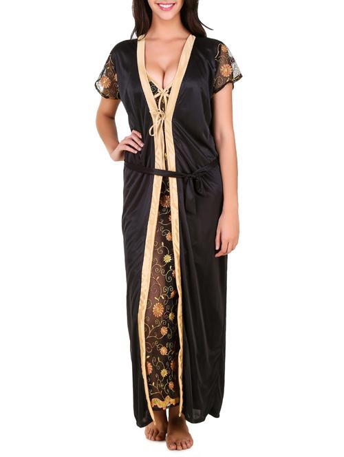black satin nightwear set - 13555327 - Very Small Image - 1
