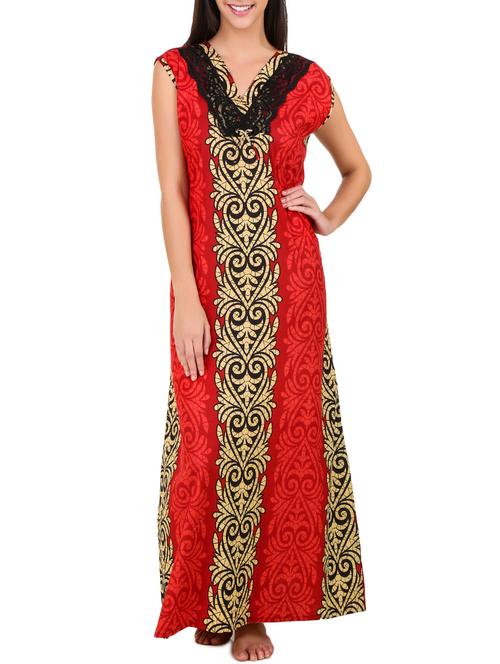 red printed cotton gown - 13555346 - Very Small Image - 1
