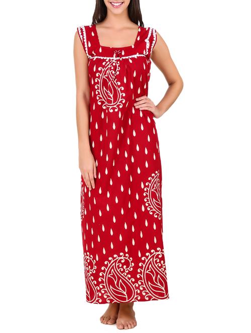 red printed cotton gown - 13555347 - Very Small Image - 1