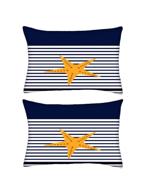 snoogg pack of two starfish nautica rectangle toss throw pillow cushion cover decoarative pillow case 14 x 07" - 13570599 - Very Small Image - 1