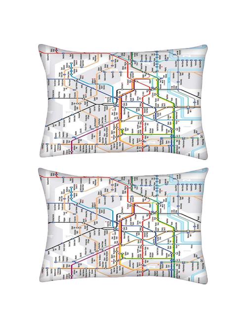 snoogg pack of two london tube map rectangle toss throw pillow cushion cover decoarative pillow case 14 x 07" - 13570607 - Very Small Image - 1