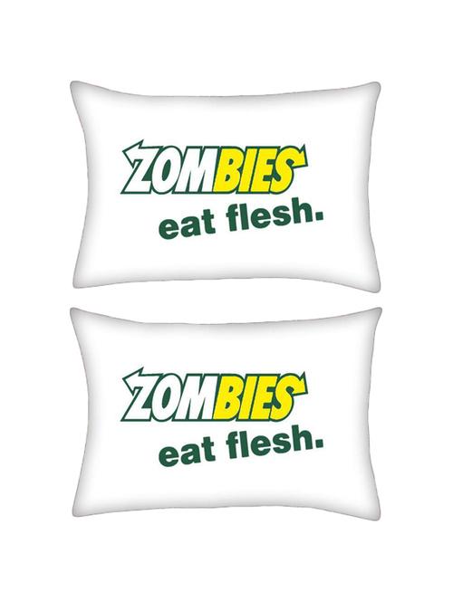 snoogg pack of two zombies eat flesh rectangle toss throw pillow cushion cover decoarative pillow case 14 x 07" - 13570672 - Very Small Image - 1