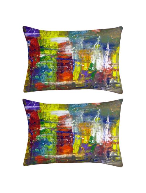 snoogg pack of two wall art abstract painting rectangle toss throw pillow cushion cover decoarative pillow case 14 x 07" - 13570678 - Very Small Image - 1