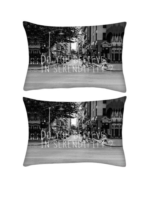 snoogg pack of two do you believe in serendipity rectangle toss throw pillow cushion cover decoarative pillow case 14 x 07" - 13570824 - Very Small Image - 1