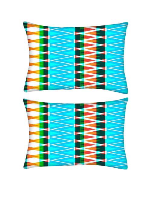 snoogg pack of two aztec neon aqua rectangle toss throw pillow cushion cover decoarative pillow case 14 x 07" - 13570855 - Very Small Image - 1