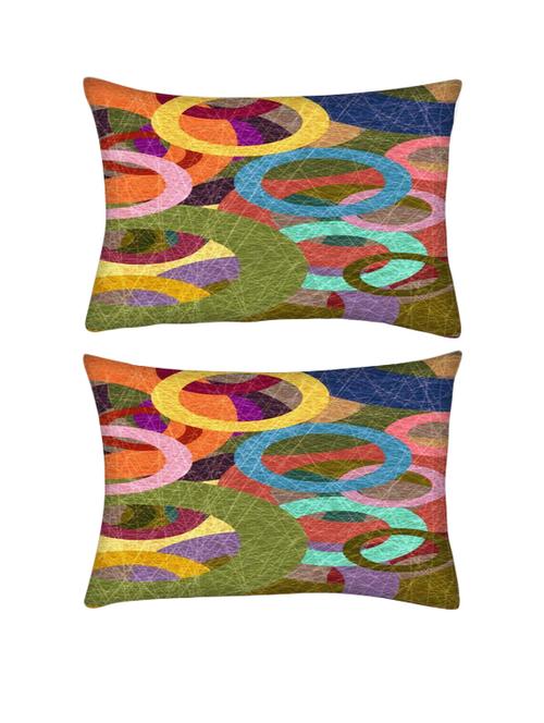snoogg pack of two broken circular 2402 rectangle toss throw pillow cushion cover decoarative pillow case 14 x 07" - 13570901 - Very Small Image - 1
