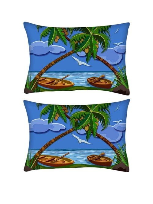 snoogg pack of two lost paradise 2464 rectangle toss throw pillow cushion cover decoarative pillow case 14 x 07" - 13570956 - Very Small Image - 1