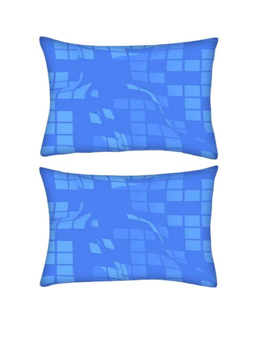 snoogg pack of two sky blue checkered pattern 2476 rectangle toss throw pillow cushion cover decoarative pillow case 14 x 07" - 13570968 - Very Small Image - 1