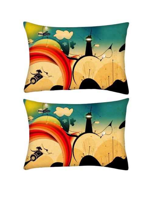 snoogg pack of two the abstract life 2559 rectangle toss throw pillow cushion cover decoarative pillow case 14 x 07" - 13571026 - Very Small Image - 1