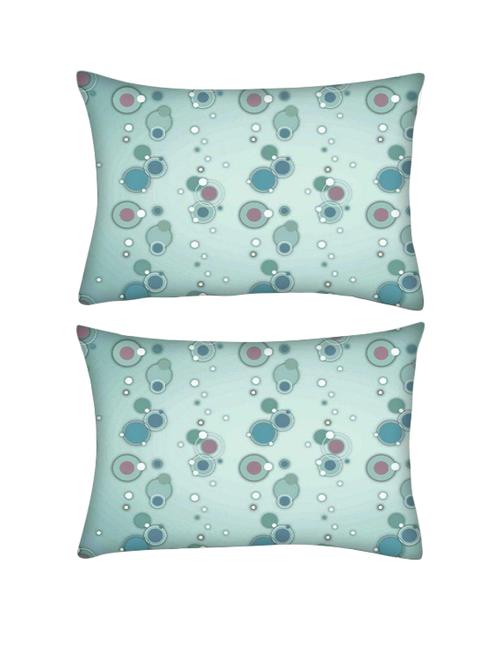snoogg pack of two blue circles and bubbles 2594 rectangle toss throw pillow cushion cover decoarative pillow case 14 x 07" - 13571044 - Very Small Image - 1