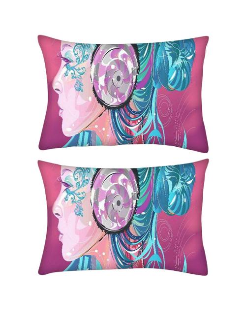 snoogg pack of two beautiful side portrait 2753 rectangle toss throw pillow cushion cover decoarative pillow case 14 x 07" - 13571140 - Very Small Image - 1